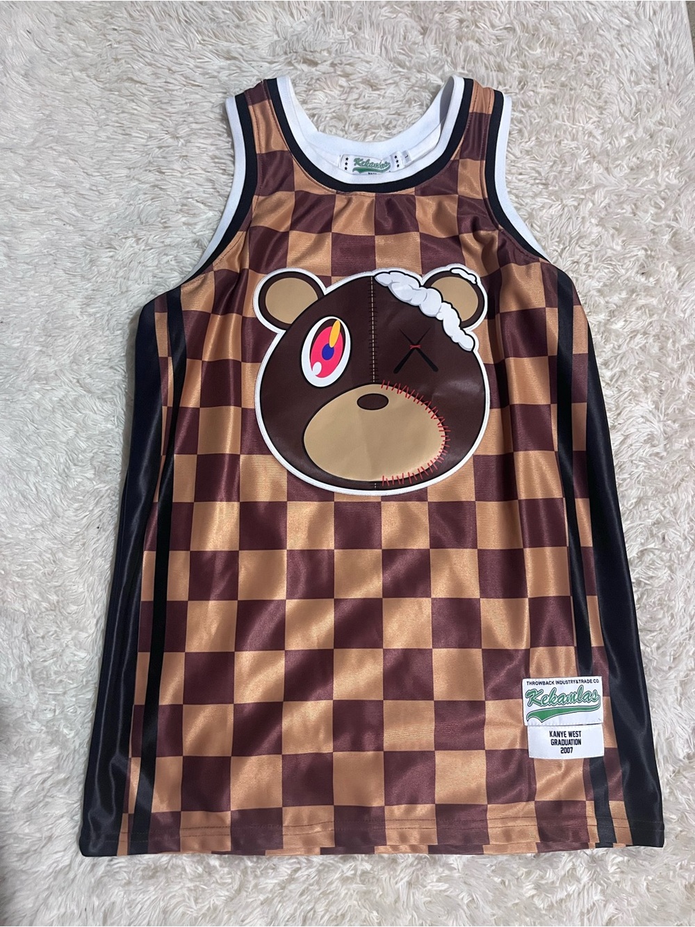 Kanye West Late Registration Brown Checkerboard Bear Jersey